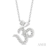 1/6 ctw 'OM' Symbol Petite Round Cut Diamond Fashion Pendant With Chain in 10K White Gold